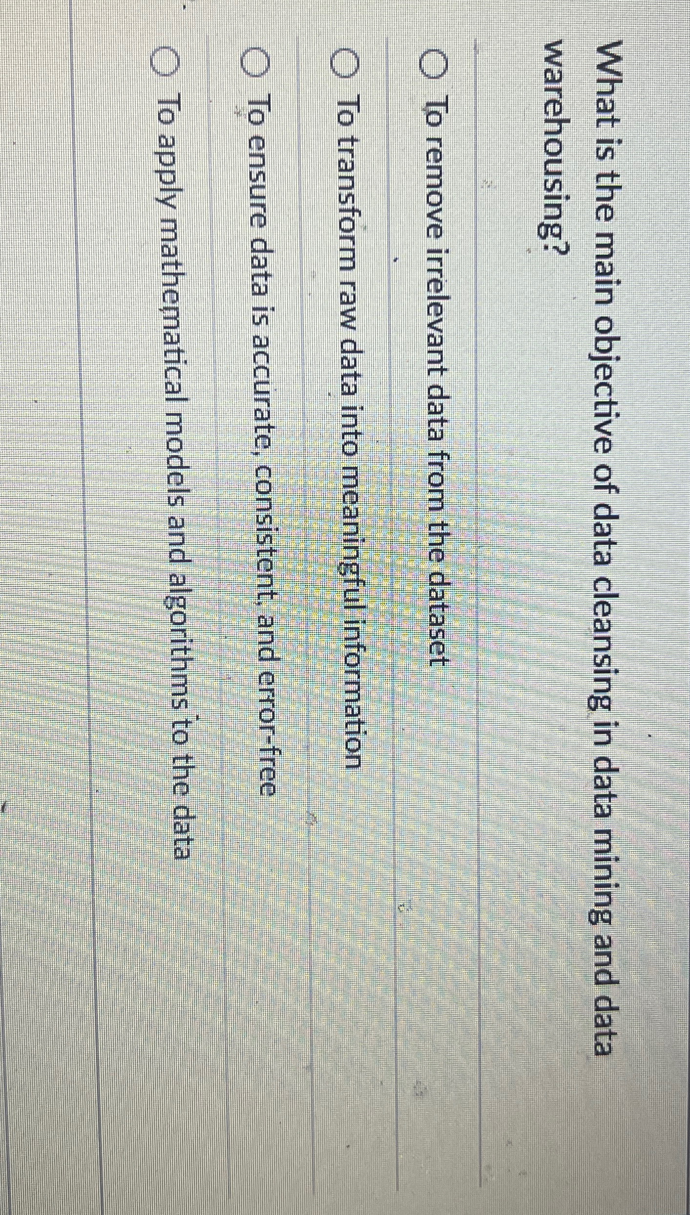 What is the main objective of data cleansing in