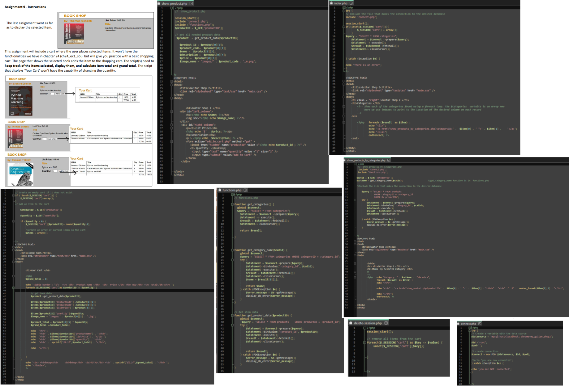 The last assignment went as far as to display the