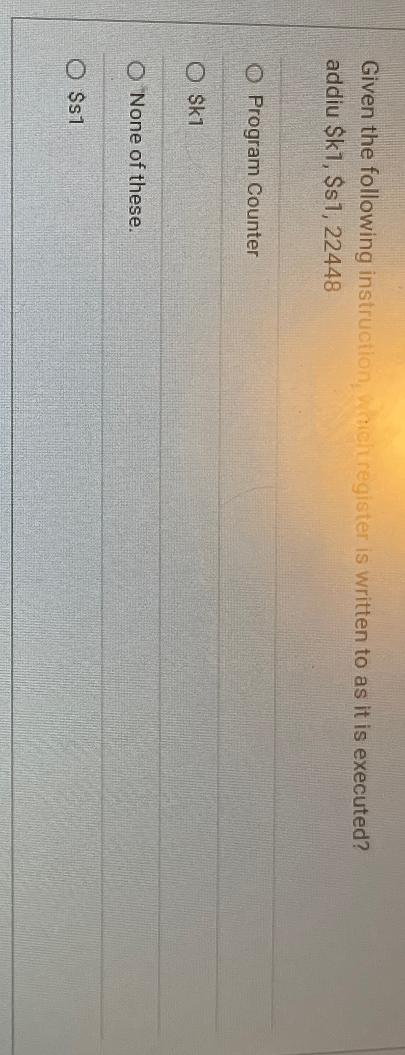 Given the following instruction, when register is