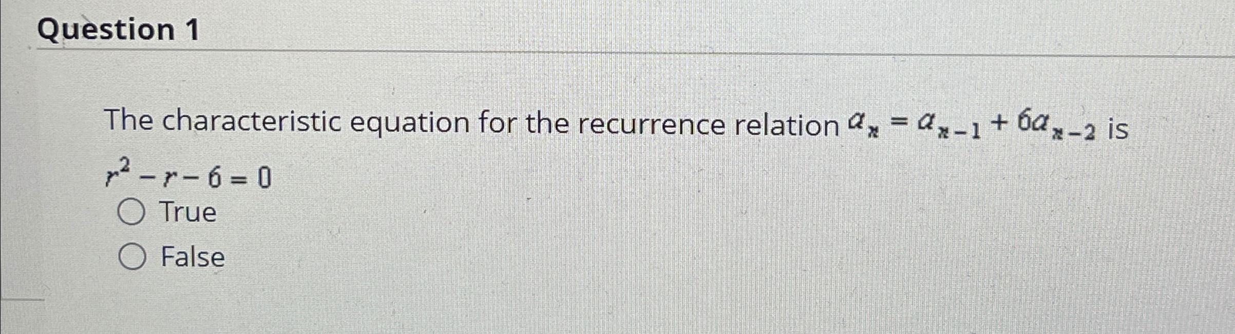 linear homogeneous recurrence relation Question 1