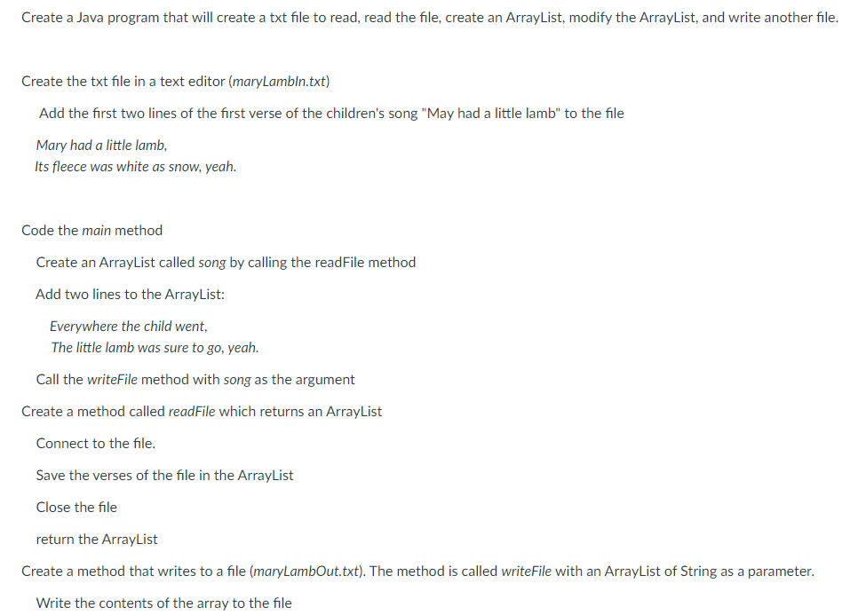 Create a Java program that will create a txt file