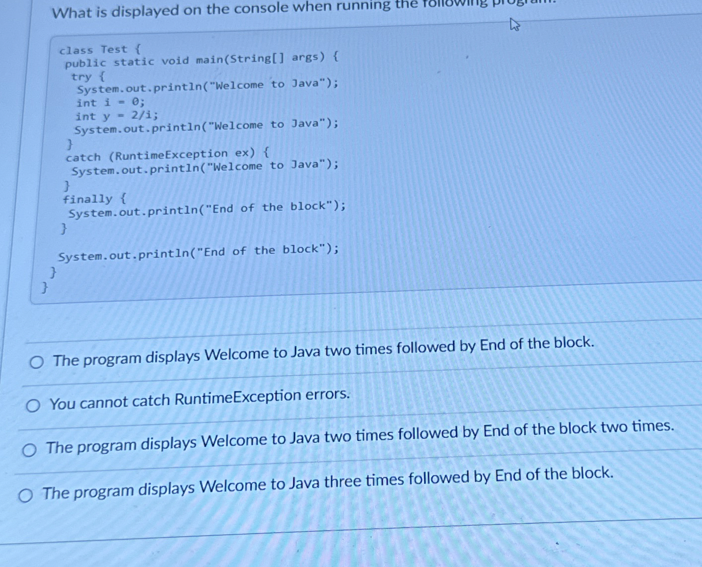 What is displayed on the console when running the