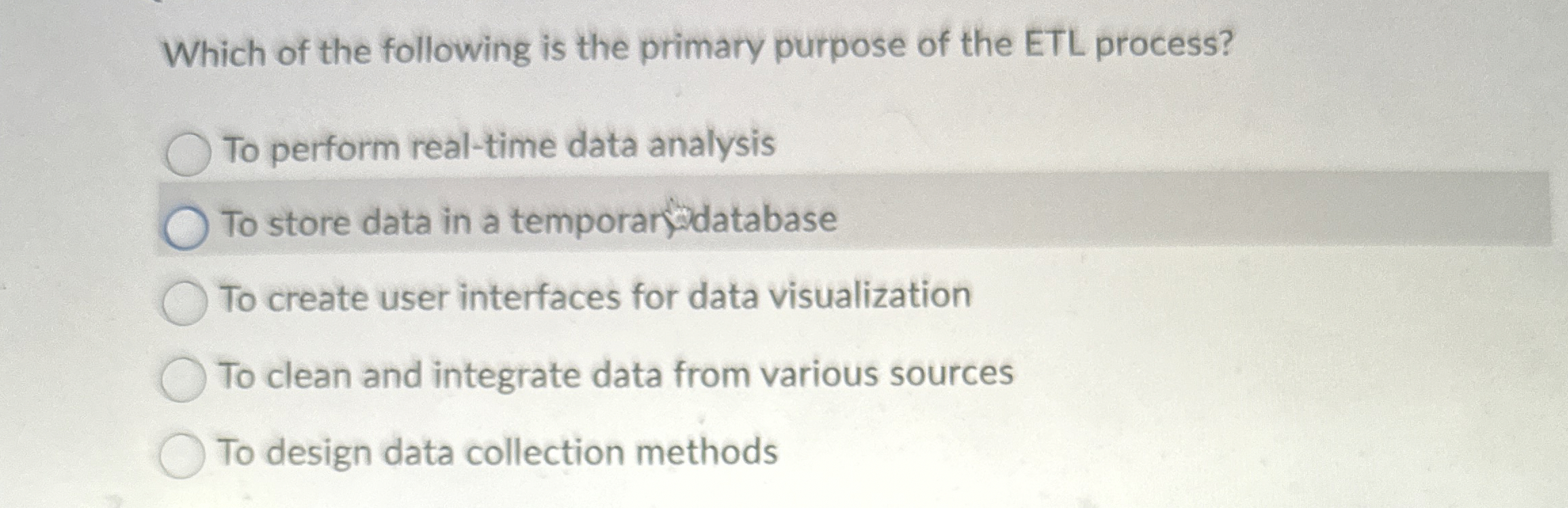 Which of the following is the primary purpose of