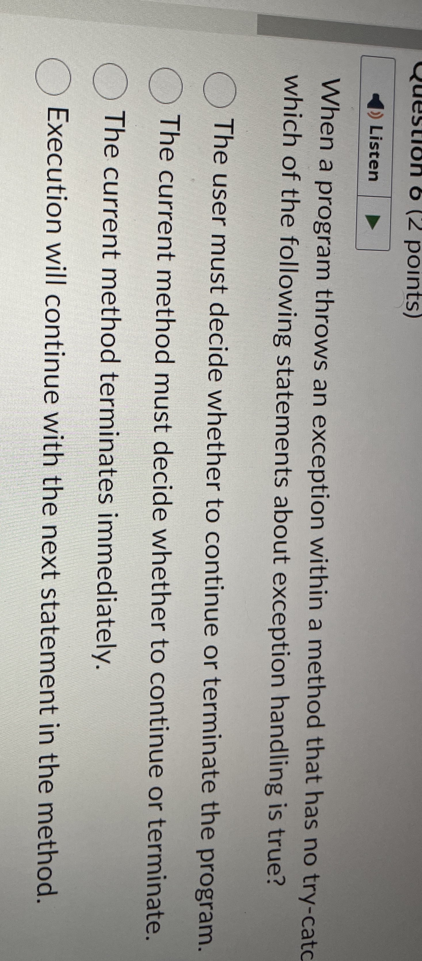 When a program thListen When a program throws an