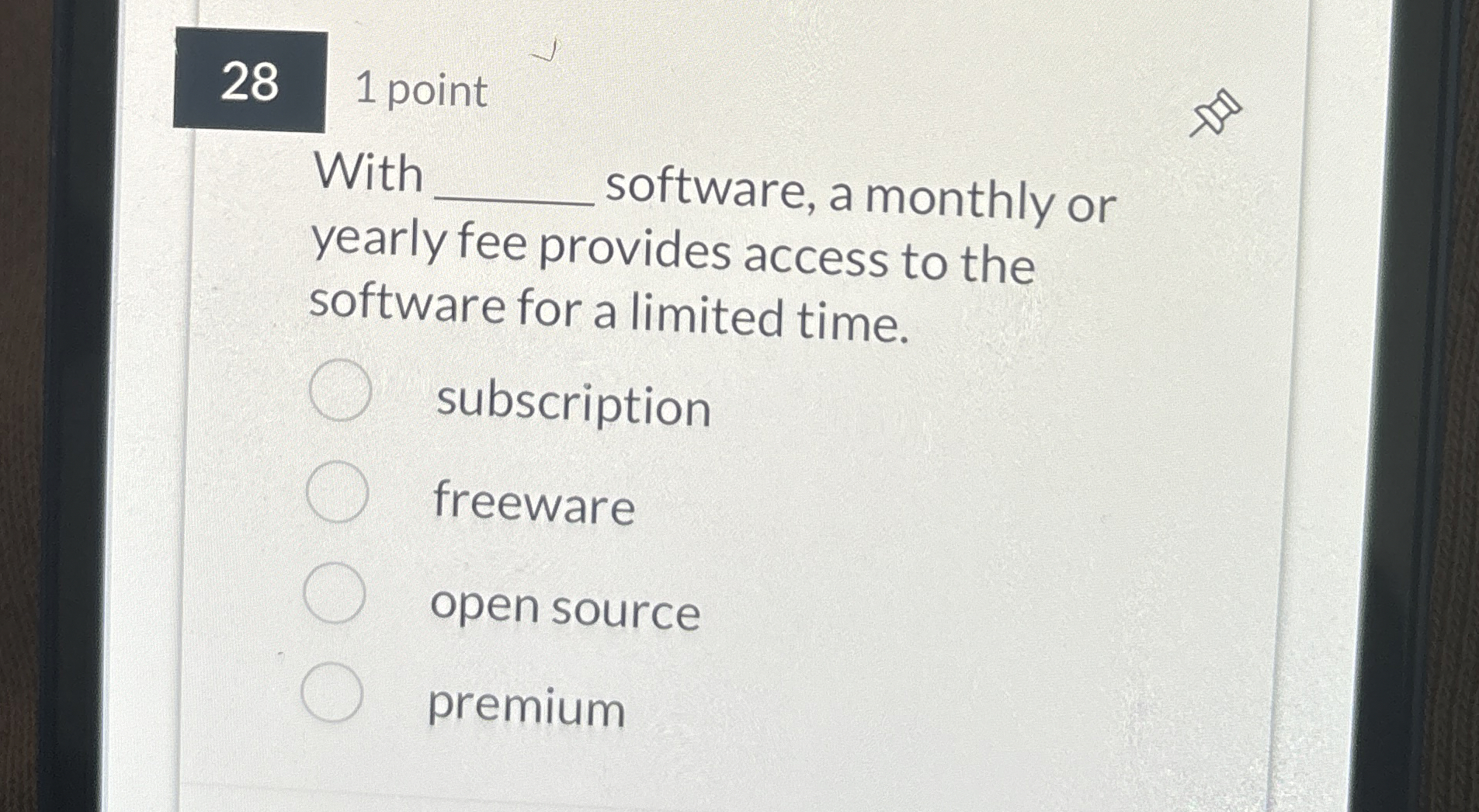 2 8 1 point With software, a monthly or yearly