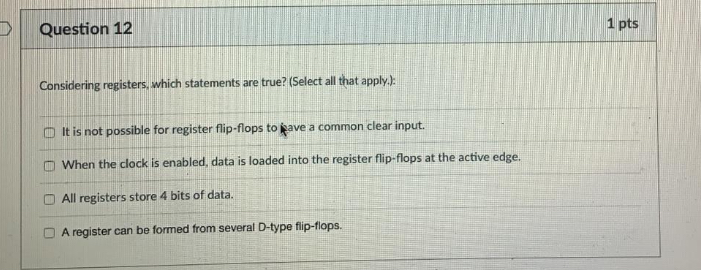 Question 1 2 1 p t s Considering registers, which