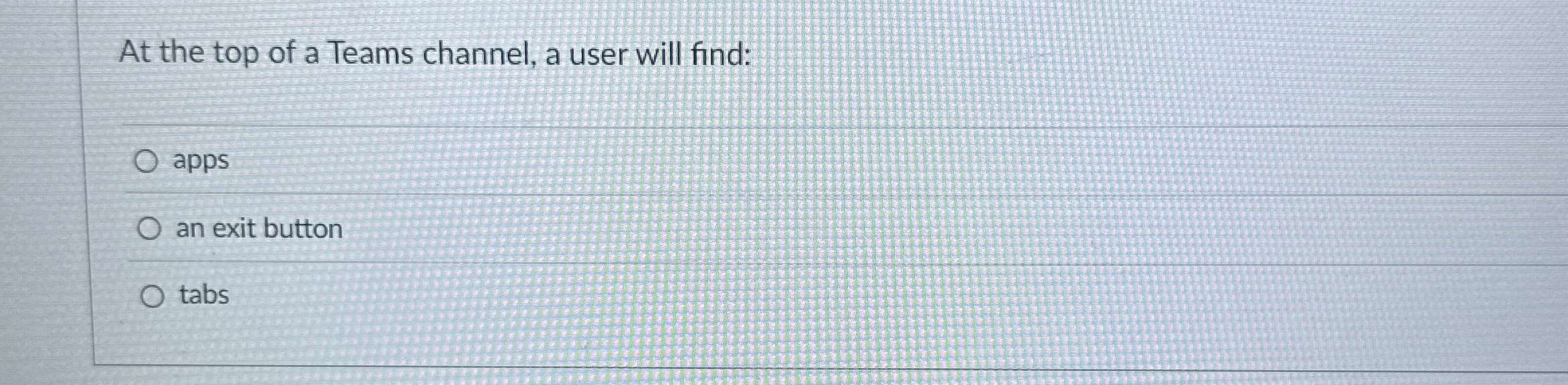 At the top of a Teams channel, a user will find: