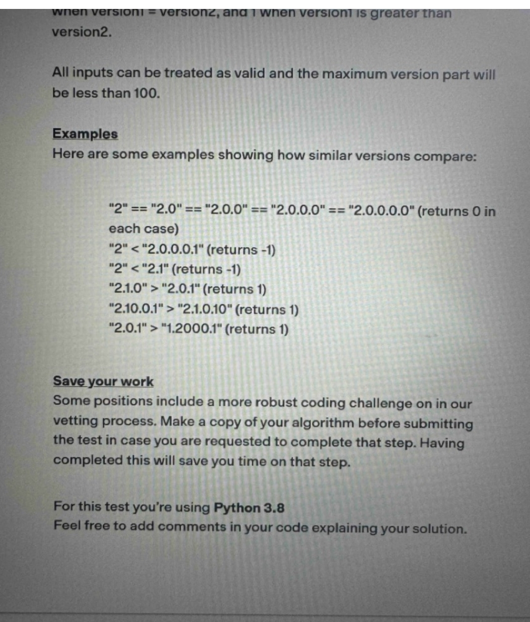 wnen version = versionz, and I when version is