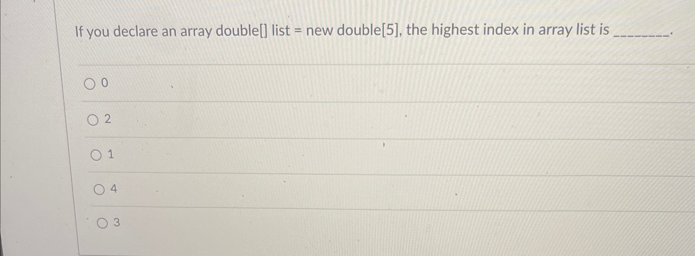If you declare an array double [ ] list = new