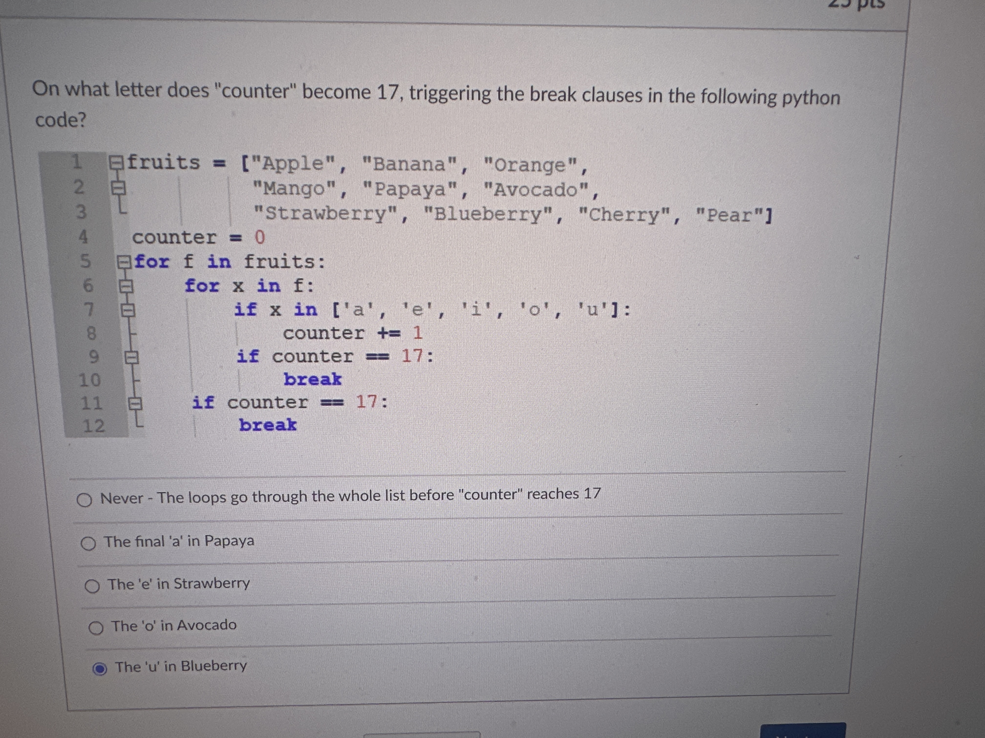 On what letter does "counter" become 1 7 ,