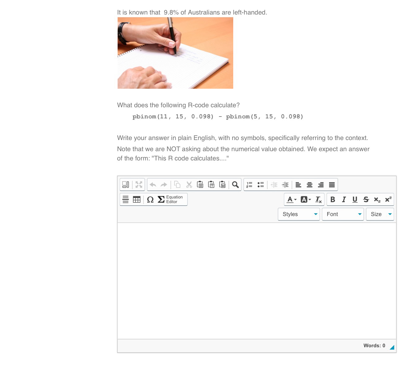 It is known that 9 . 8 % of Australians are left