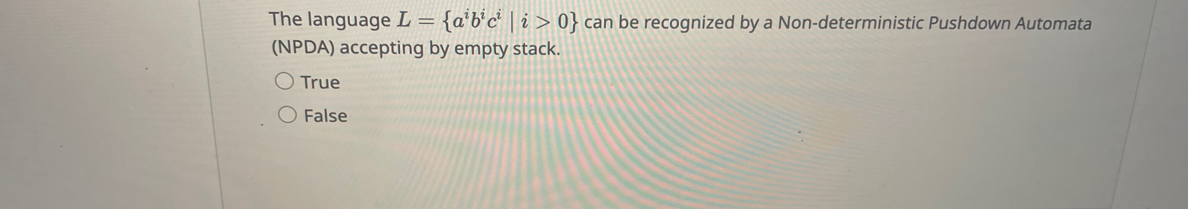 The language L = { a i b i c i | i  style=
