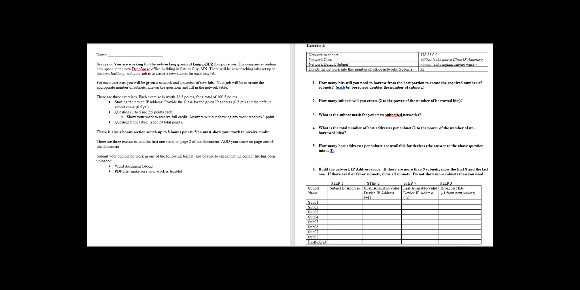 Name: Scenario: You are working for the