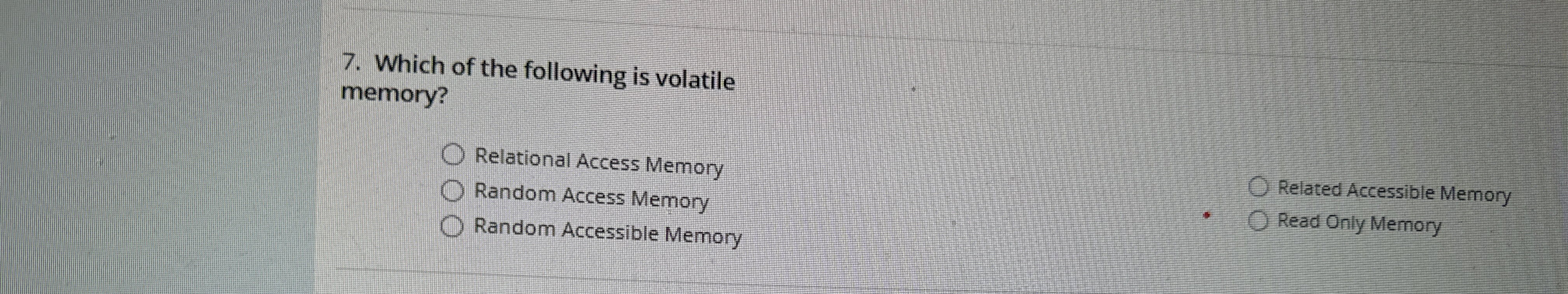 Which of the following is volatile memory?