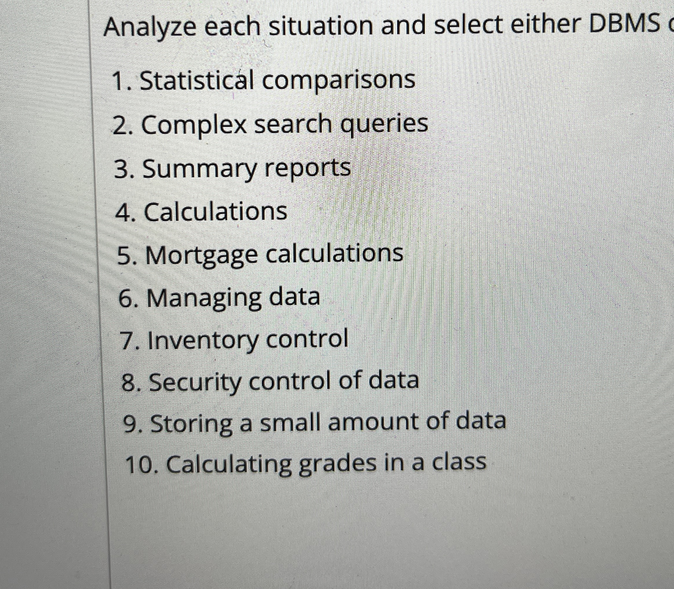 Listed are some of the things that you may do