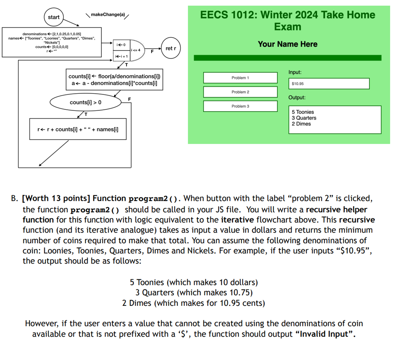B . [ Worth 1 3 points ] Function program 2 ( ) .