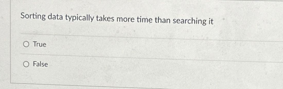 Sorting data typically takes more time than