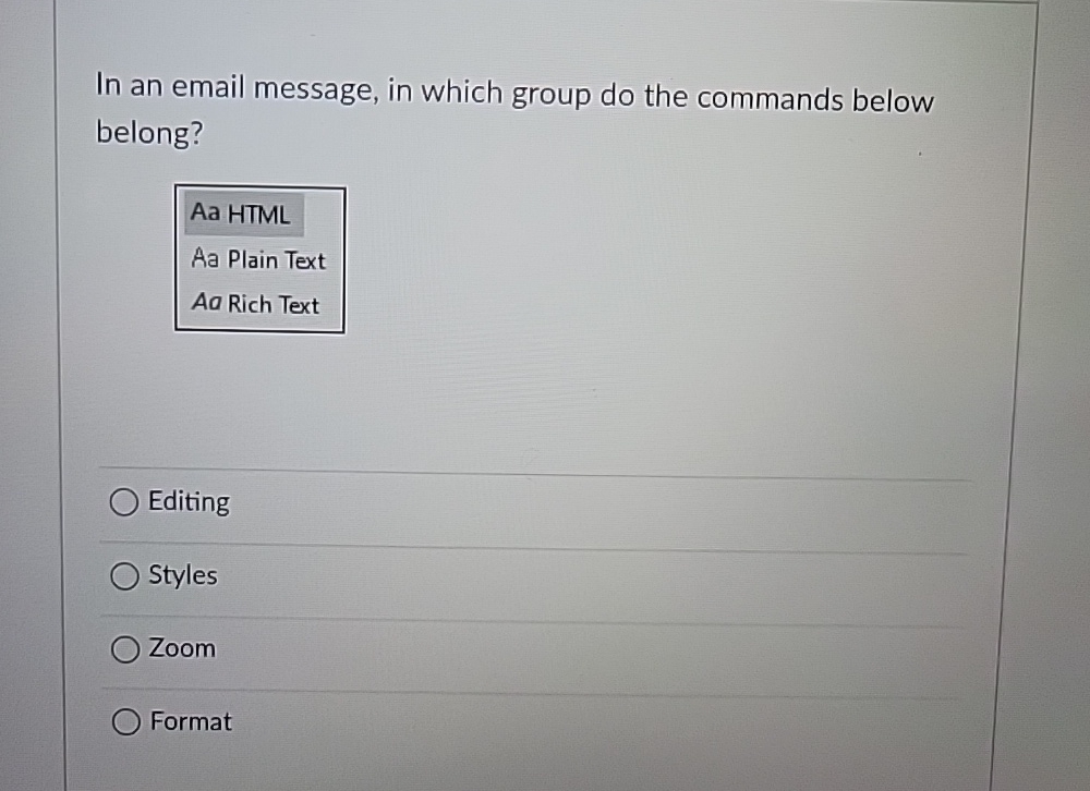 In an email message, in which group do the