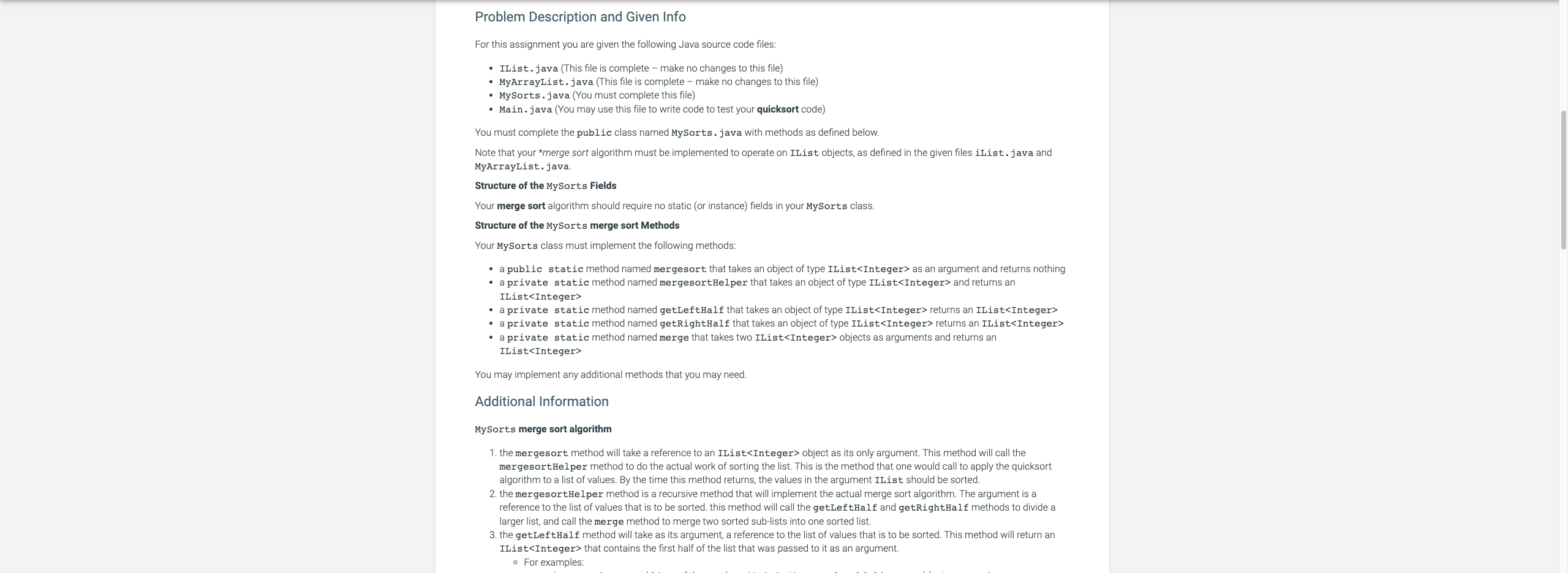 * * * * I just need the java code for