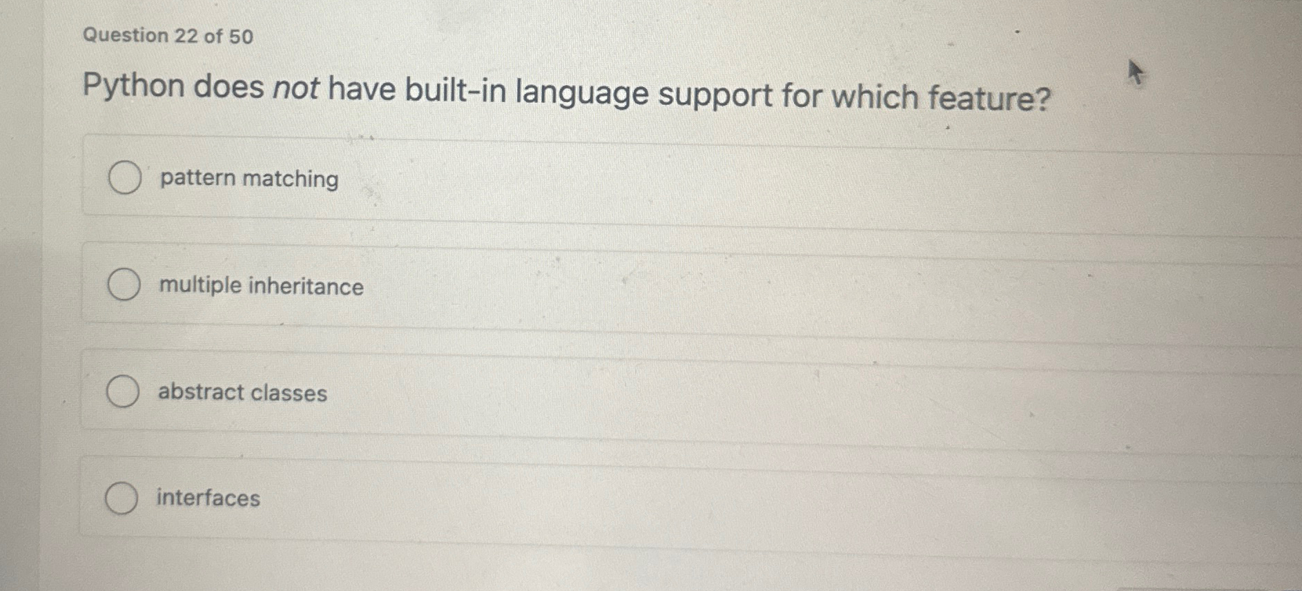 Question 2 2 of 5 0 Python does not have built -