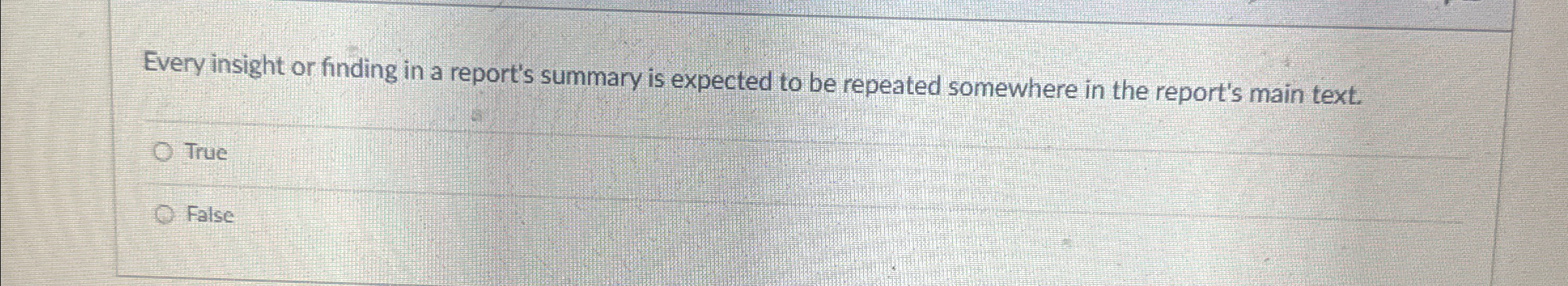 Every insight or finding in a report's summary is