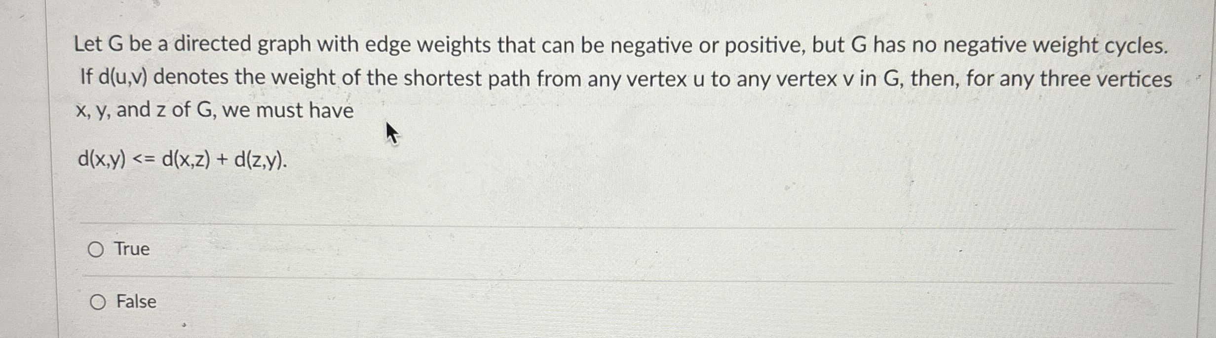 Let G be a directed graph with edge weights that