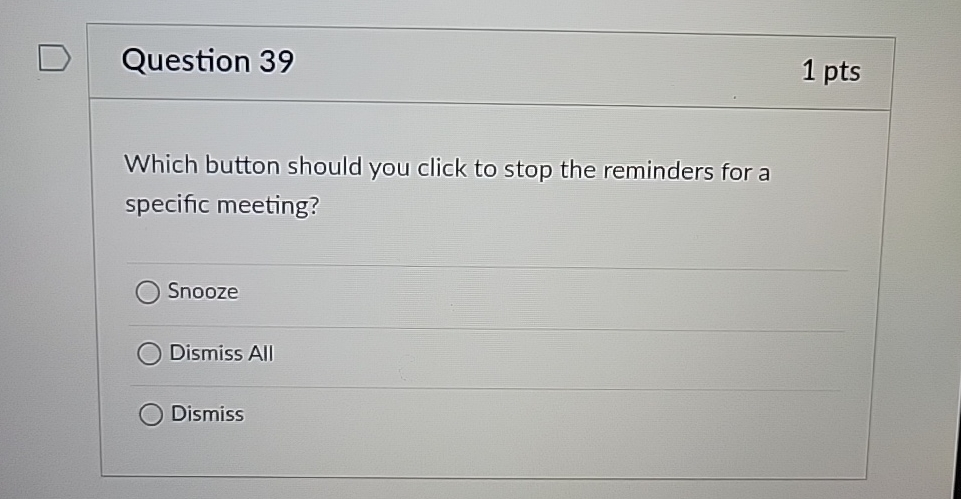 Question 3 9 1 p t s Which button should you