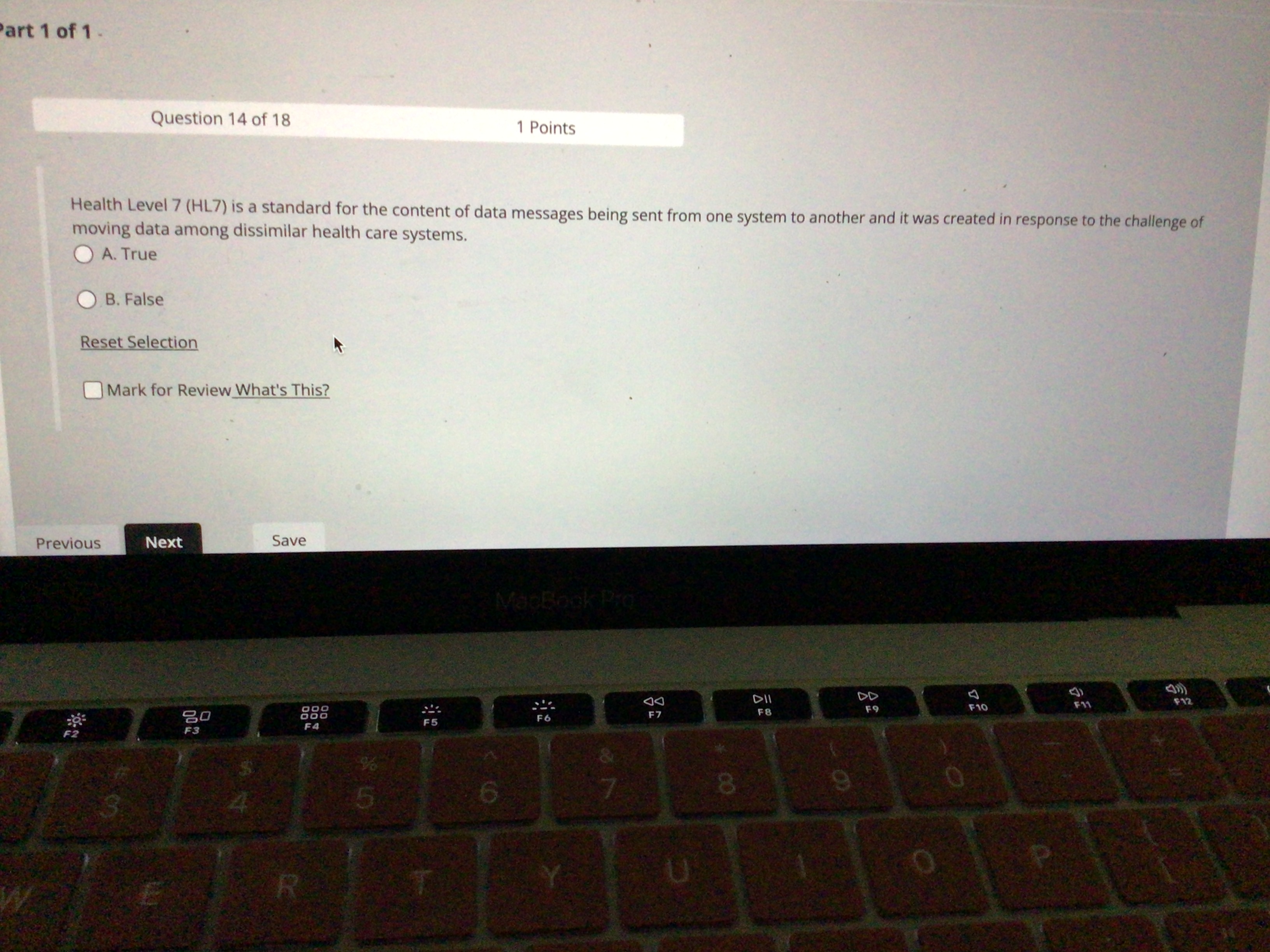 Question 1 4 of 1 8 1 Points Health Level 7 ( HL