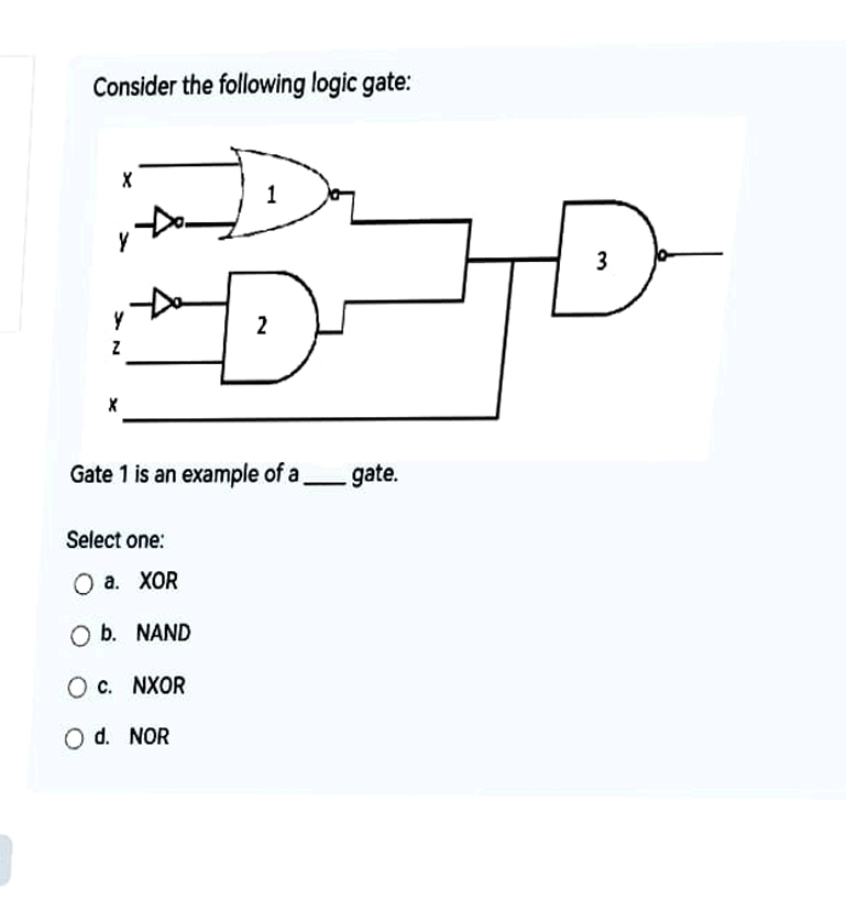 Consider the following logic gate: Gate 1 is an