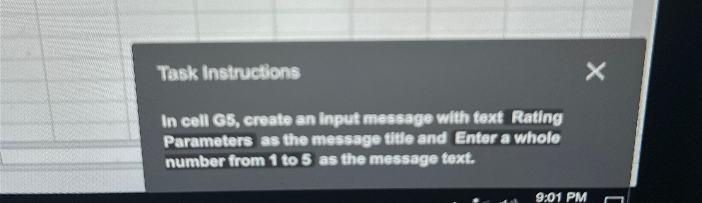 Task Instructions In coll C 5 , create an Input