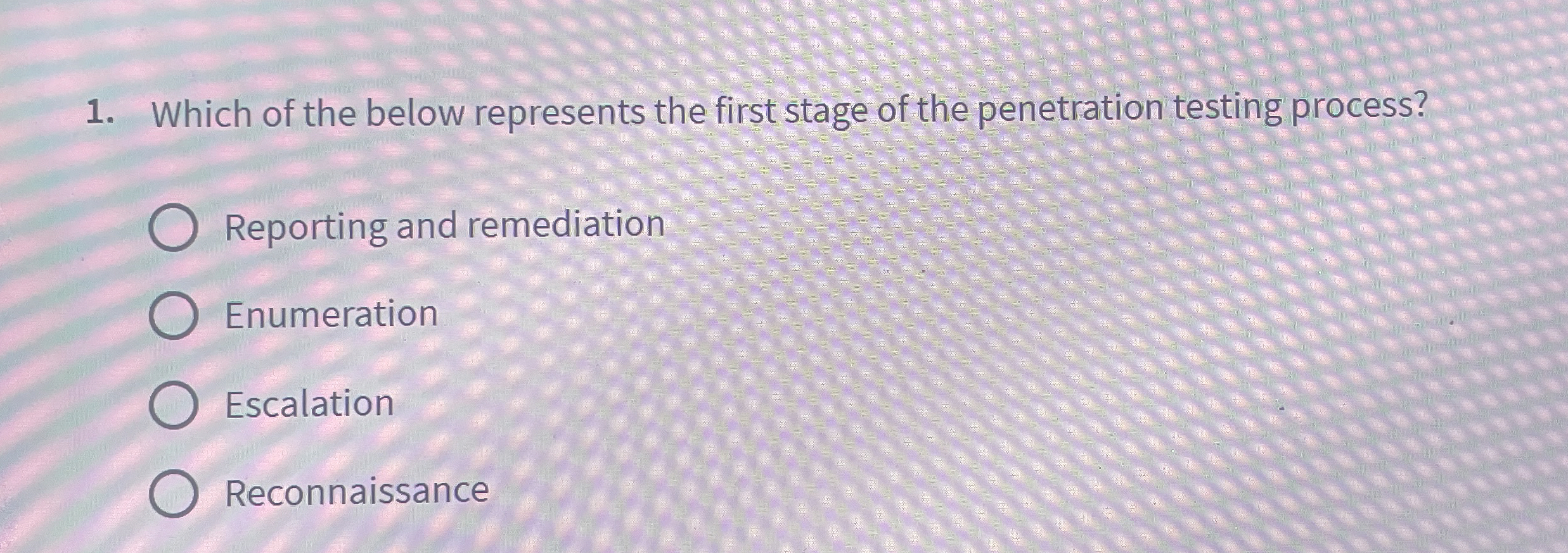 Which of the below represents the first stage of