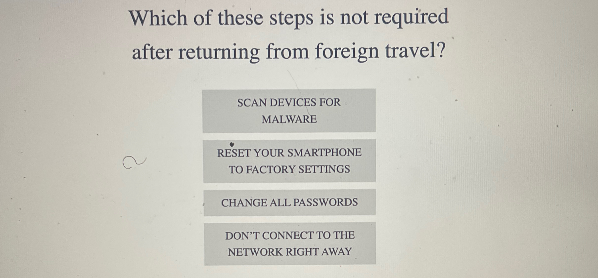 Which of these steps is not required after