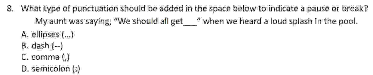 What type of punctuation should be added in the