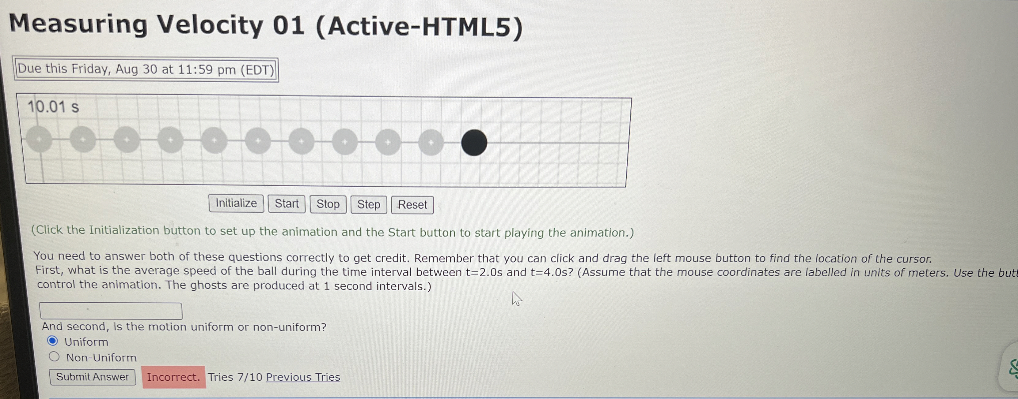 Measuring Velocity 0 1 ( Active - HTML 5 ) Due