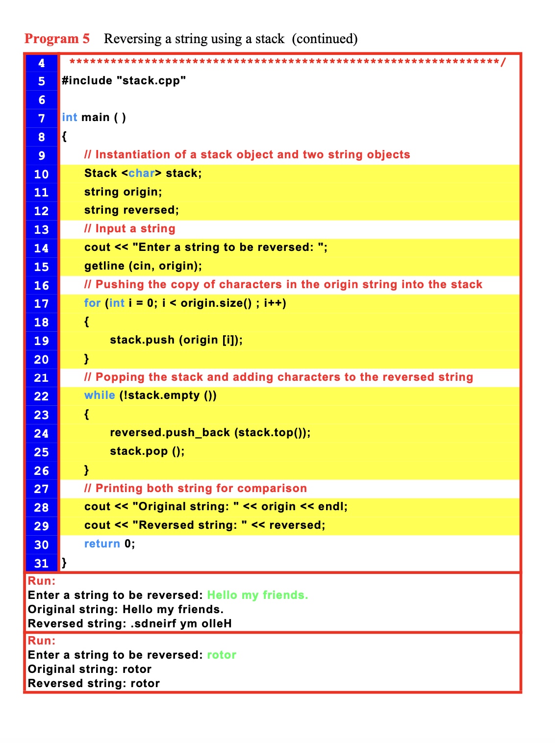 REWRITE given program 5 ( reversing a stack ) in