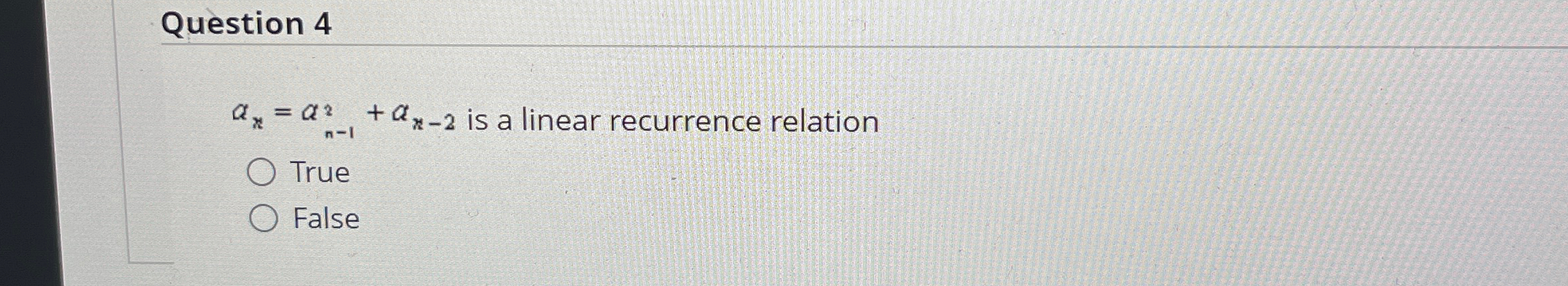 linear homogeneous recurrence relationQuestion 4
