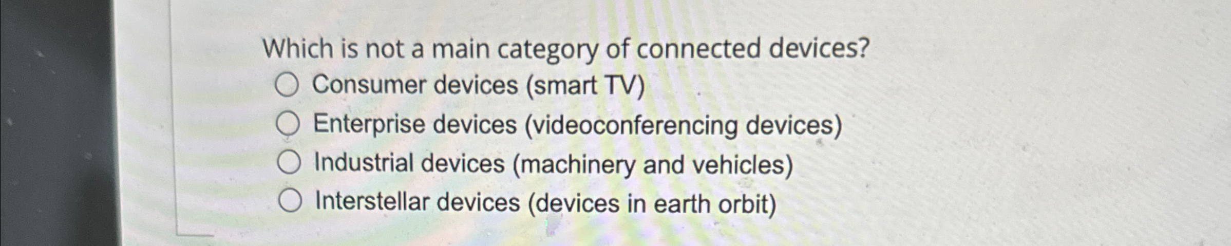 Which is not a main category of connected