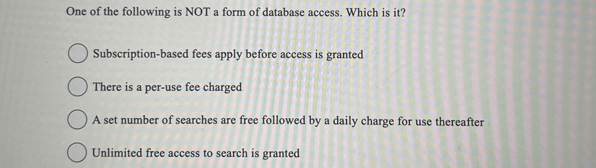One of the following is NOT a form of database