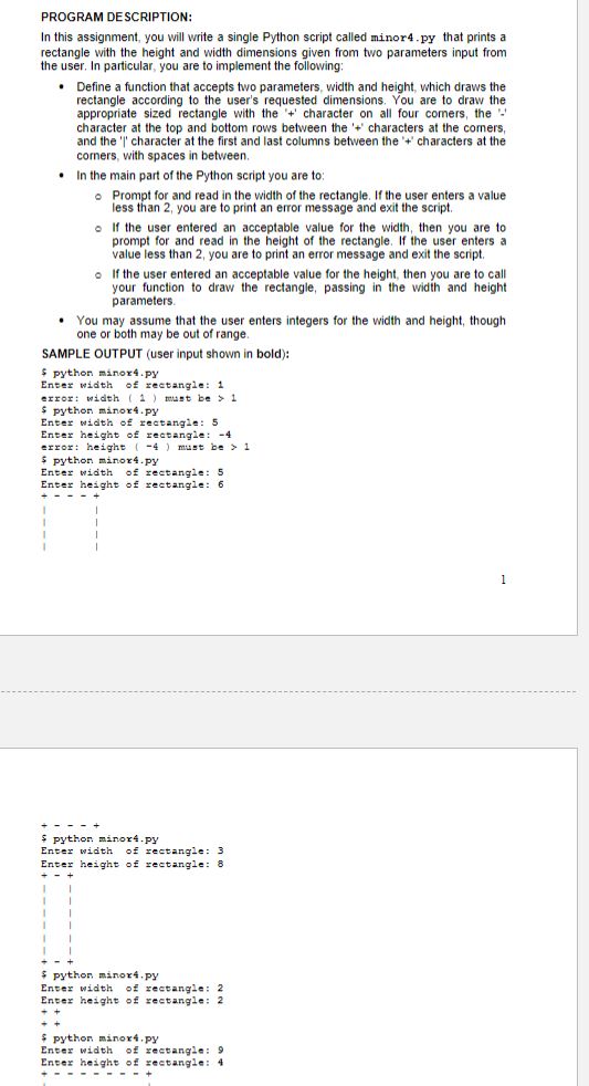 PROGRAM DESCRIPTION: In this assignment, you will