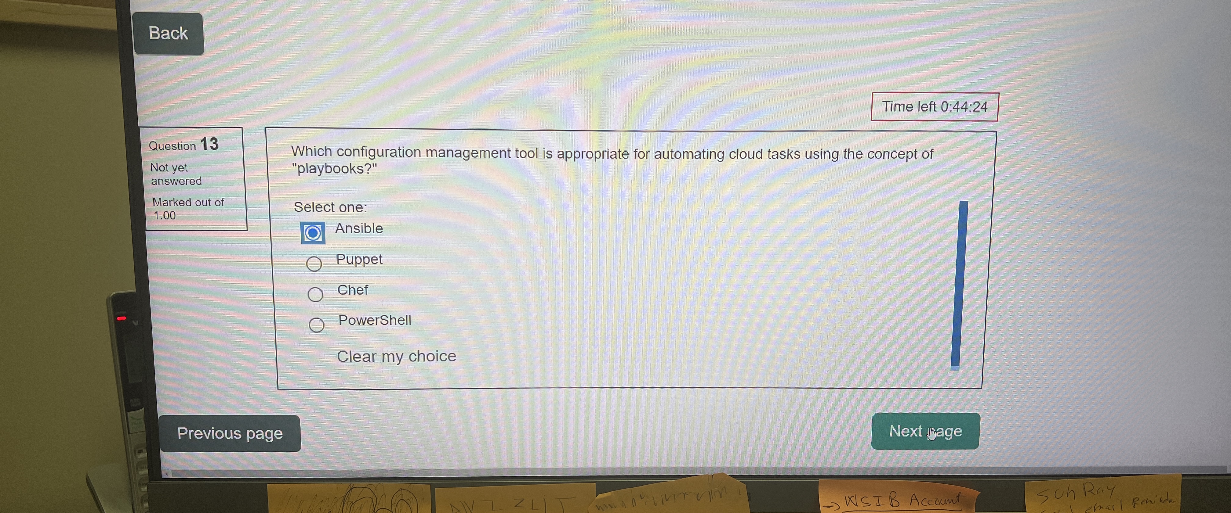 Time left 0 : 4 4 : 2 4 Question 1 3 Not yet