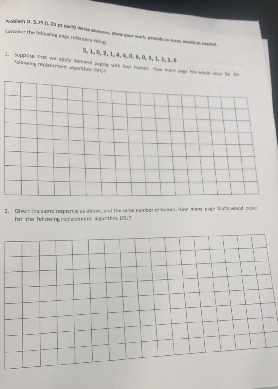 Problem D , 3 . 7 5 ( 1 . 2 5 p t each ) Write