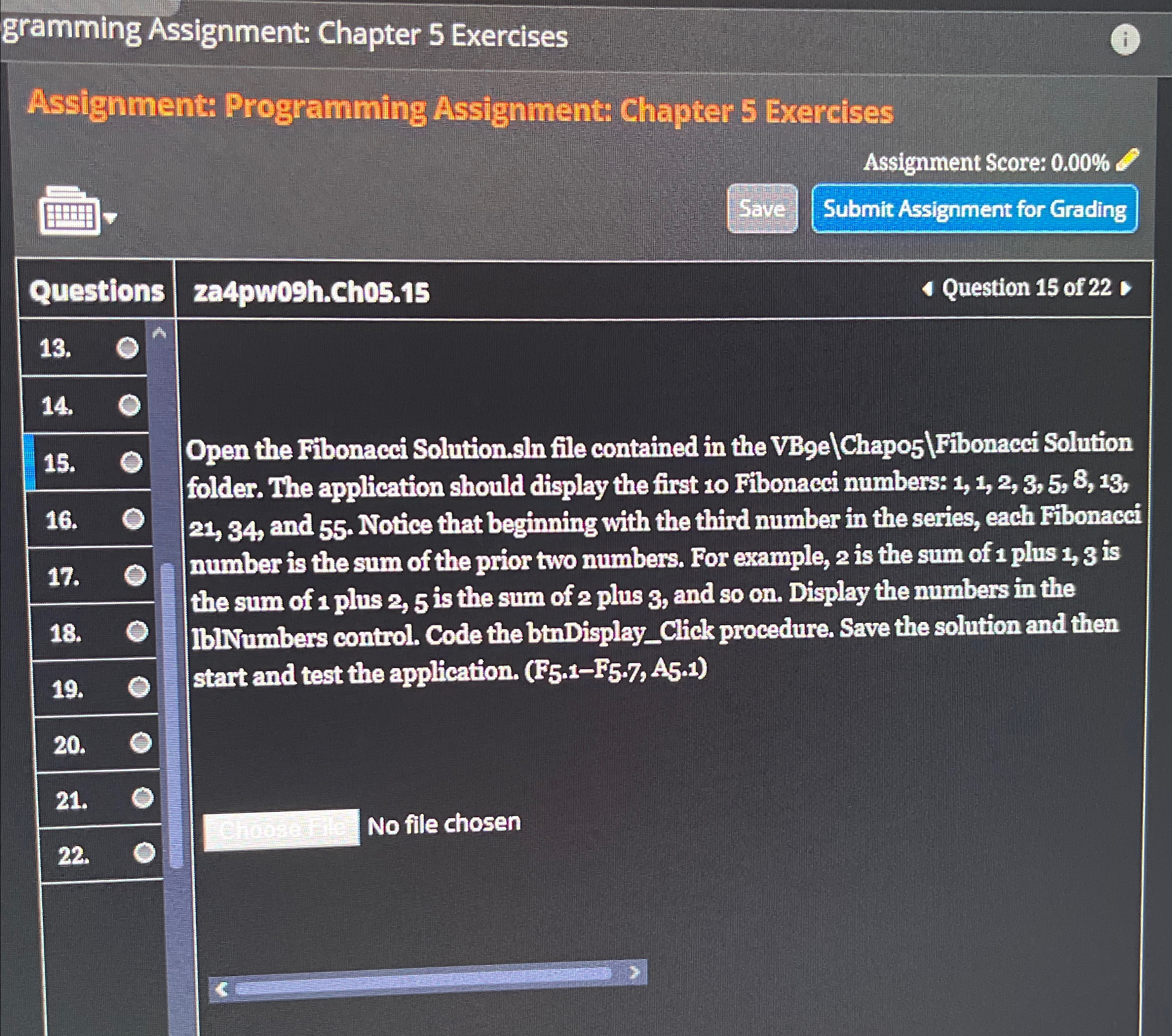 gramming Assignment: Chapter 5 Exercises