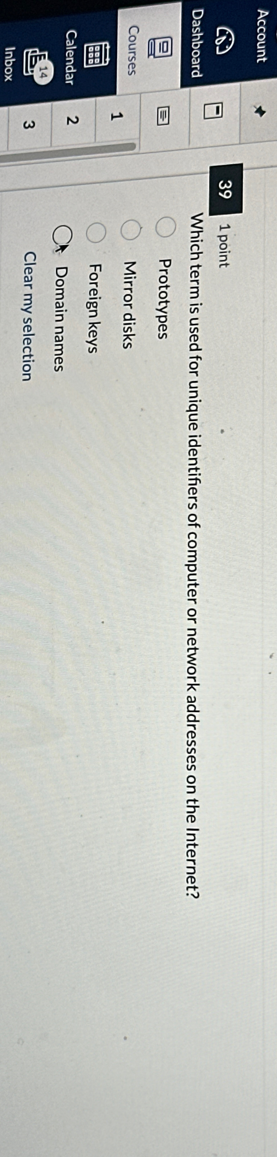 3 9 1 point Dashboard Which term is used for