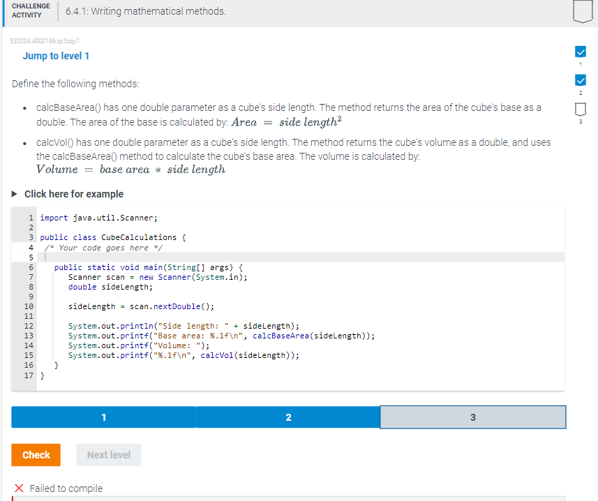 Jump to level 1 Define the following methods: