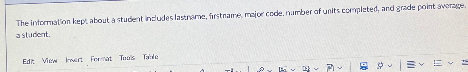 The information kept about a student includes