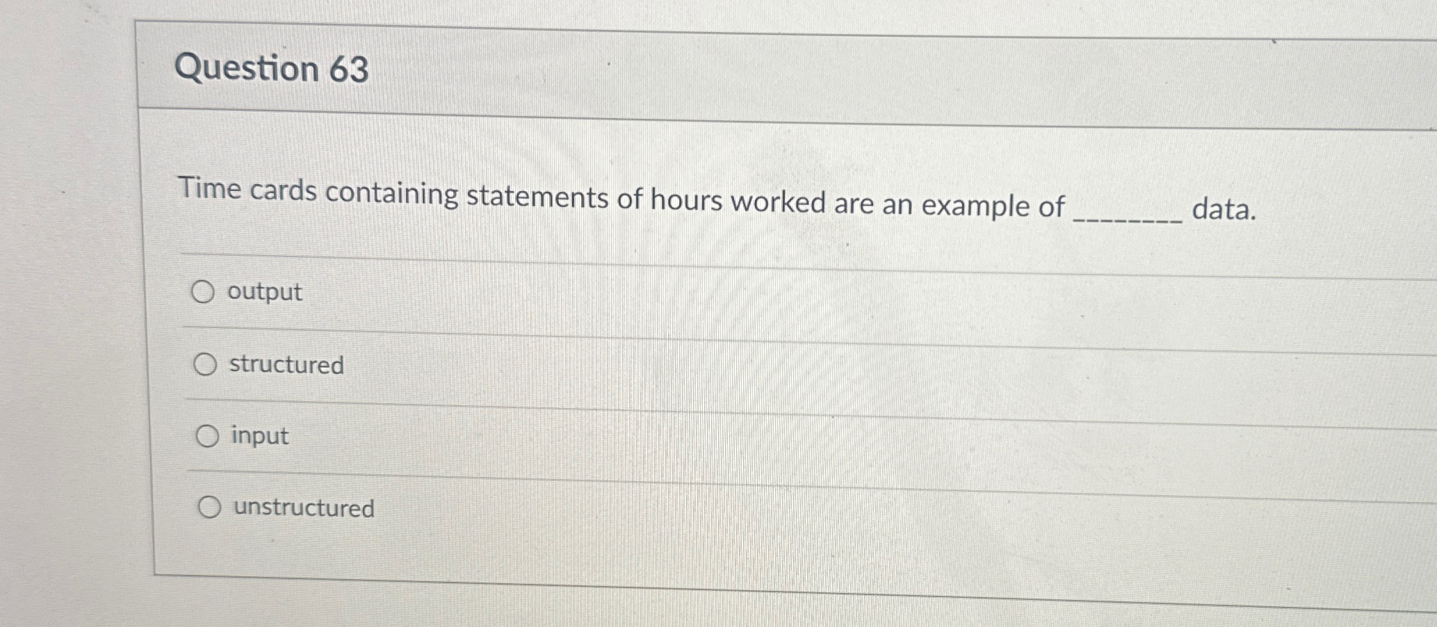 Question 6 3 Time cards containing statements of