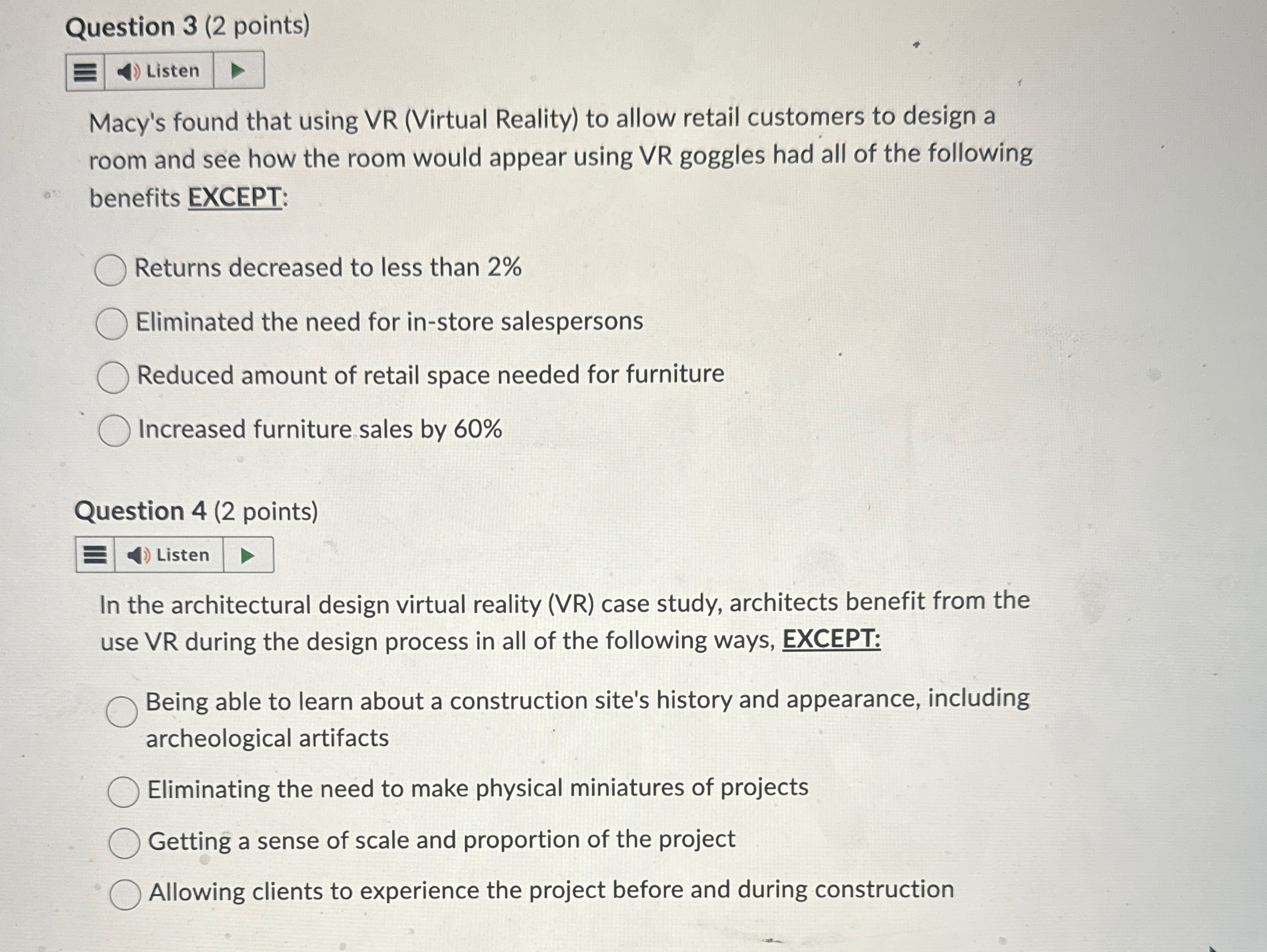 Question 3 ( 2 points ) Macy's found that using