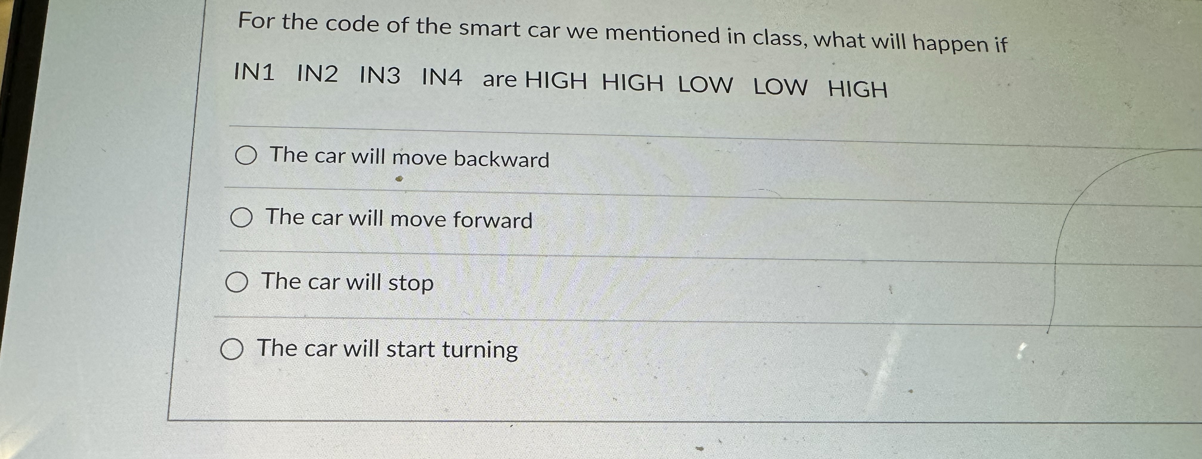 For the code of the smart car we mentioned in