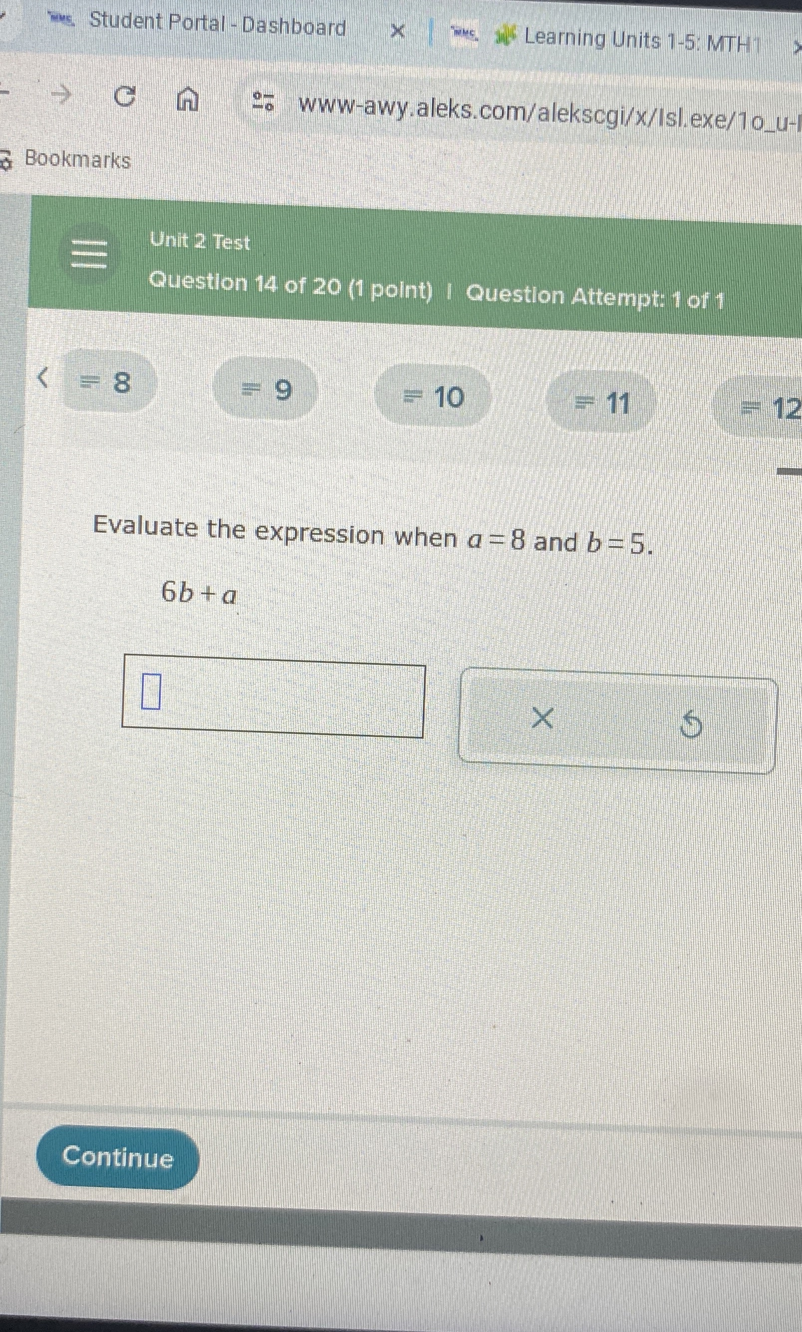 Student Portal - Dashboard Tres. Learning Units 1