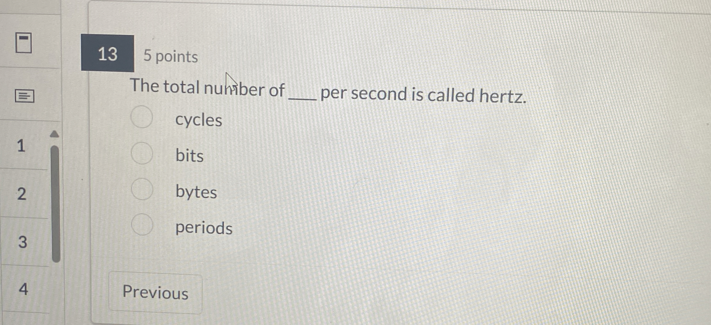 1 3 5 points The total nuntuber of per second is